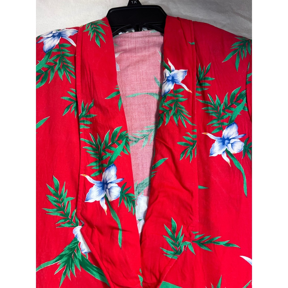 So What! of California Vintage Tropical Floral Blazer Red Rayon USA Small - Picture 3 of 10